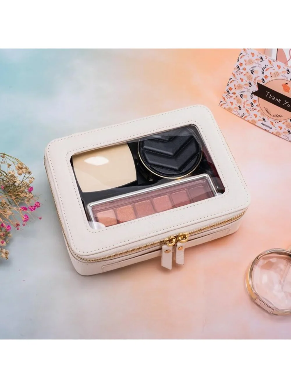 Clear Makeup Bag Organizer for Travel | Toiletry & Cosmetic Case Pouch, Medium